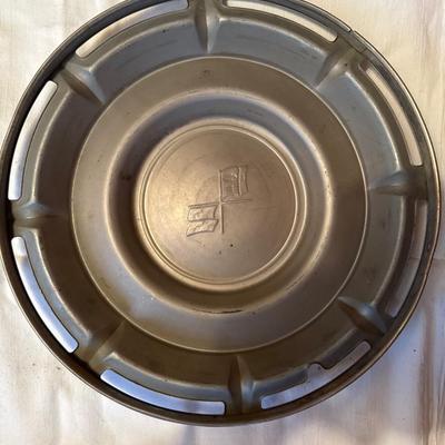 Vintage (2) Chevrolet 14''Inch Checker Flag Rally Hubcaps