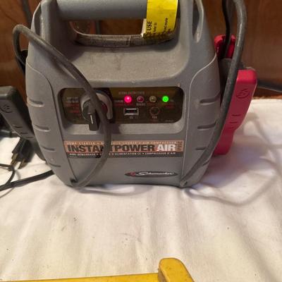 Battery, chargers, jumper, cables, and power cord with power outlets