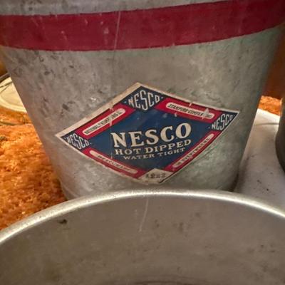 Vintage buckets and pans