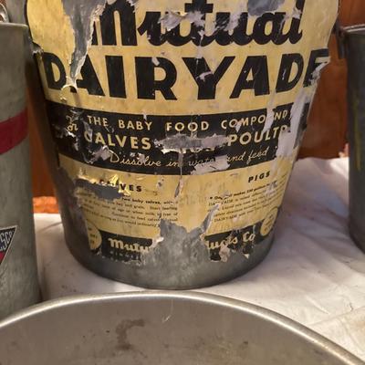 Vintage buckets and pans