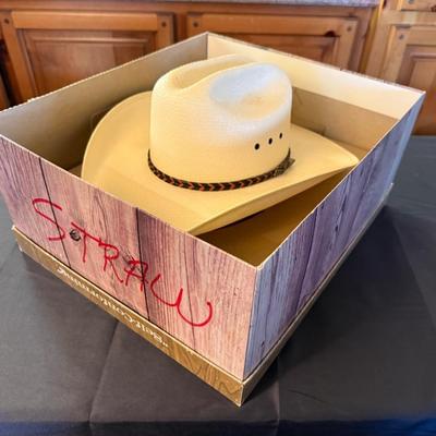 Larry Mahan handwoven Straw Cowboy Hat size 7-1/2” Reno Rodeo tag