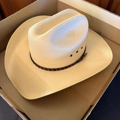 Larry Mahan handwoven Straw Cowboy Hat size 7-1/2” Reno Rodeo tag