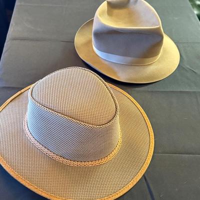 2 different hats Stetson Fedora & 1 mesh Cabana hat