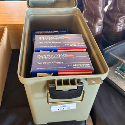 Ammo box w/10 boxes of Ultramax 223 Remington 50 cartridges per box (500 Rounds)