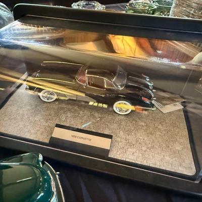 3 Diecast Cars - 1956 Chevy Bel Air, 1958 Chevy Corvette & Chevy Pickup Truck