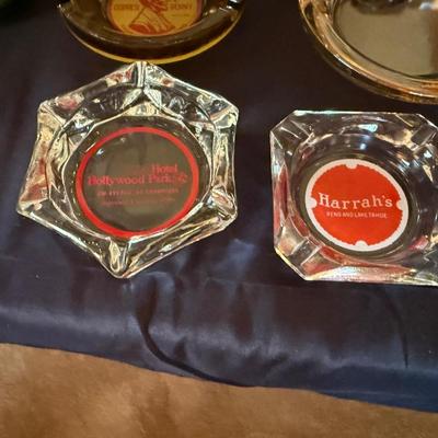 Collection of 14 Vintage Glass Ash Trays incl. Harrah's Casino & others