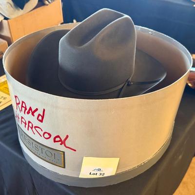 Custom Rand’s Charcoal colored Beaver Cowboy Hat 7-3/8” w/box