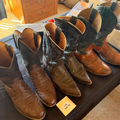 3 pairs of men’s Cowboy Boots Lucchese/Nicona/Lariat