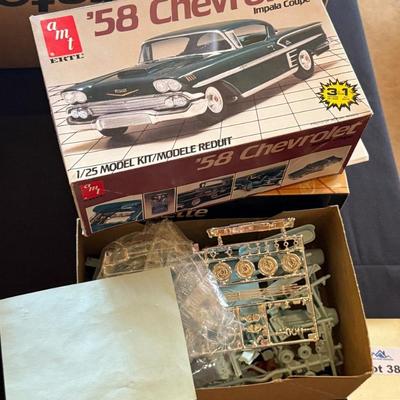 2 AMT Model Car making kits 58 Impala Coupe & 63 Corvette
