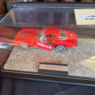 3 Red Diecast Cars - 63 Corvette Sting Ray/Ferrari Testarosa & 1957 Chevy Bel Air