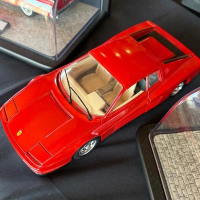 3 Red Diecast Cars - 63 Corvette Sting Ray/Ferrari Testarosa & 1957 Chevy Bel Air