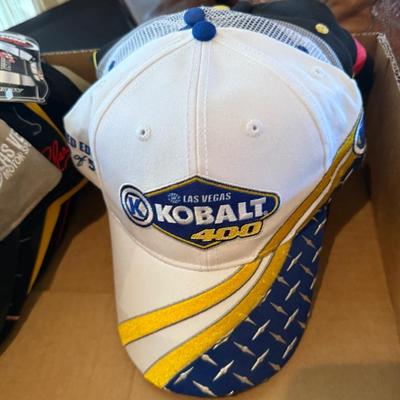 Box of mostly Nascar Ball Caps/Hats - mostly new