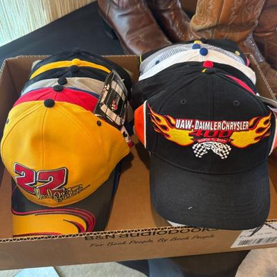 Box of mostly Nascar Ball Caps/Hats - mostly new