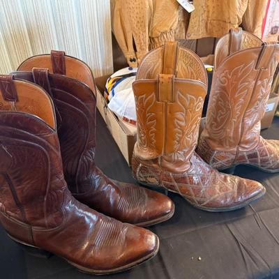 2 Pair of men’s cowboy boots Lucchese & Justin