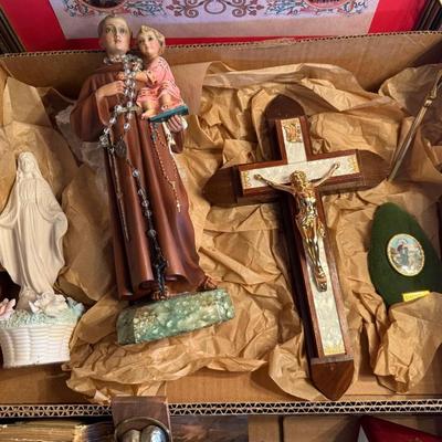 Huge Lot of Religious Items - Pope framed piece & lots more