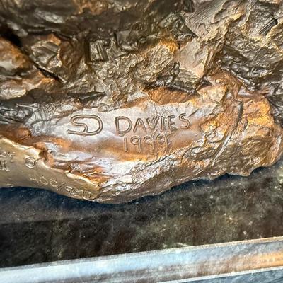 Bronze Free Trappers signed by D. Davies dated 1999 on marble base