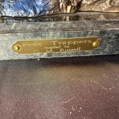 Bronze Free Trappers signed by D. Davies dated 1999 on marble base