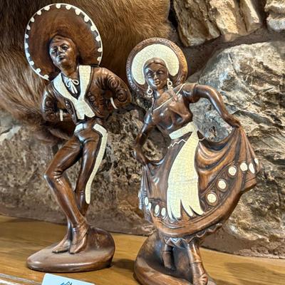 Pair of vintage ceramic Mexican dancer figures