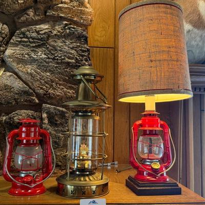 Vintage lanterns & lantern based working table lamp
