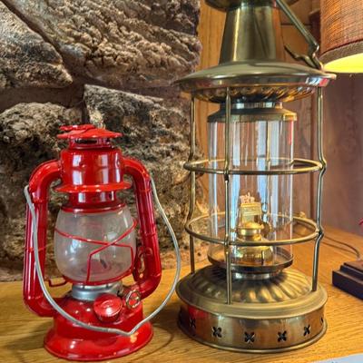 Vintage lanterns & lantern based working table lamp