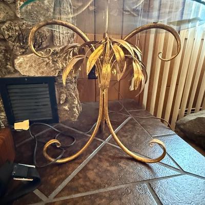 gold metal & glass top 20” top small end table