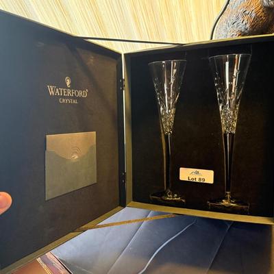 Pair of Waterford Crystal Flutes in padded carry box