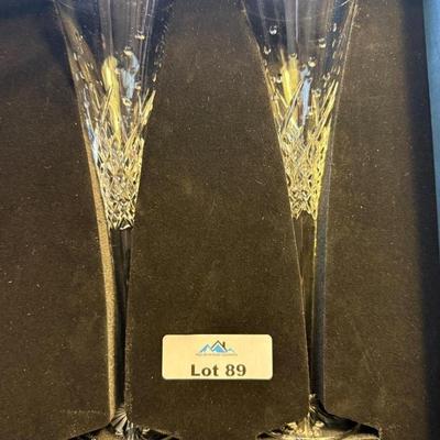 Pair of Waterford Crystal Flutes in padded carry box