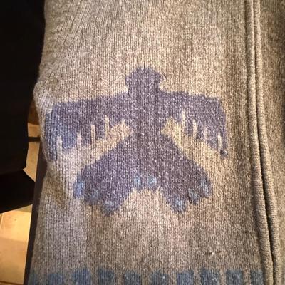 Gray & Blue Lambswool Pendleton zip up sweater in XL