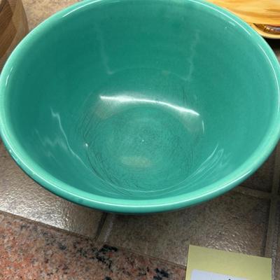 Pair of Vintage American Made Ceramic Green Bowls