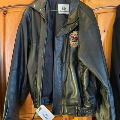 Black XL Burks Bay Leather Coat w/National Auto Museum patch