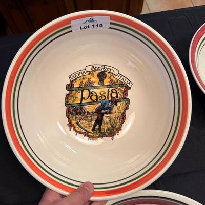 4 large Italian themed Pasta/Serving bowls