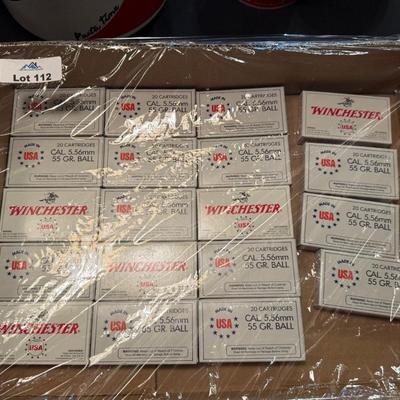 Assortment of 5.56 mm Ammo in 19 boxes some Winchester