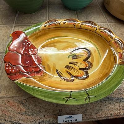 Ceramic Turkey themed Platter & Gravy Boat