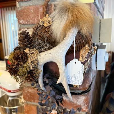 Coyote Fur/Antler/Vines/Shells decorative wall decoration