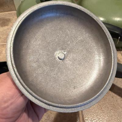 Set of 3 Vintage “Club” green metal pots w/lids