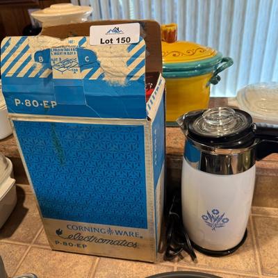 Corningware electric Percolator Coffee pot w/box & cord