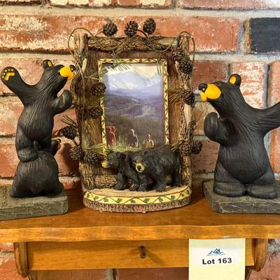2 Bear Bookends and picture frame