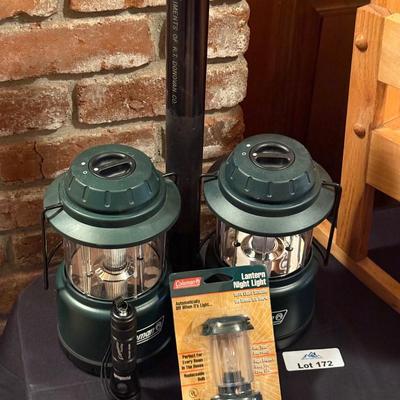 Coleman camping lanterns/Tall Black Maglite & new lantern nightlight + small maglite