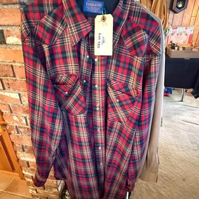 Pendleton XL Red/Green plaid pearl snapped Men’s shirt