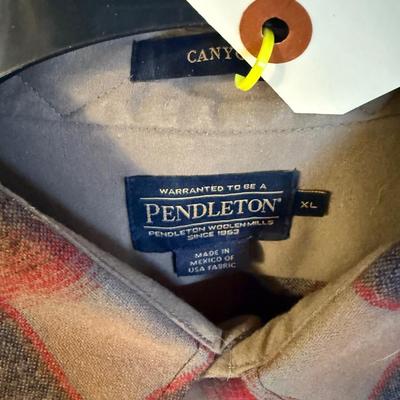 Pendleton XL Red/tan/Gray pearl snapped Men’s long shirt