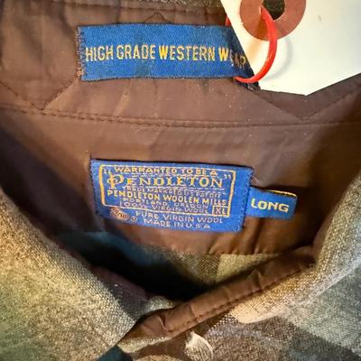 Pendleton XL Long Green/Brown/Tan pearl snapped shirt