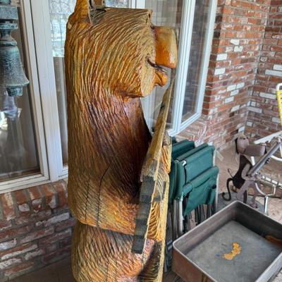 Welcome to the Bear’s Den carved tall Wooden Bear