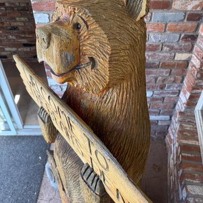 Welcome to the Bear’s Den carved tall Wooden Bear