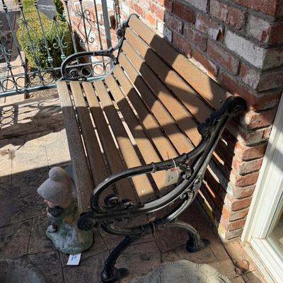 Cast iron and wood outdoor patio bench seat