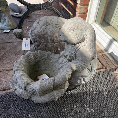 Cement Rabbit with planter in front outdoor decoration