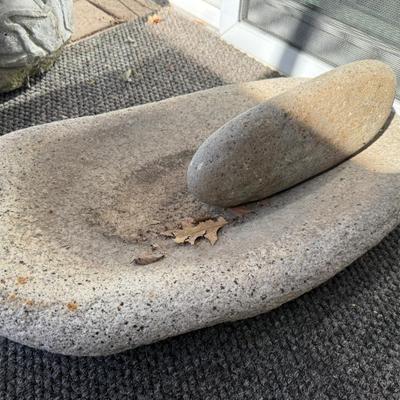Grinding stone w/rock
