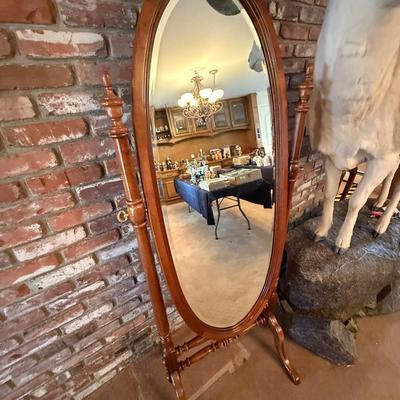 wood framed tilting long vanity/dress mirror