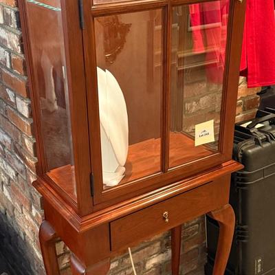 1 Pc Wood & Glass lighted curio cabinet 83”t x 27”w x 13.5”d