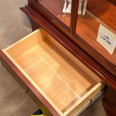 1 Pc Wood & Glass lighted curio cabinet 83”t x 27”w x 13.5”d
