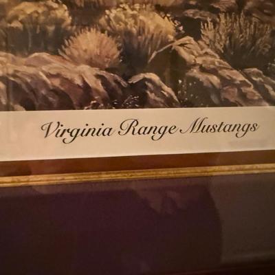 Framed Fred Boyce “Virginia Range Mustangs” pencil signed